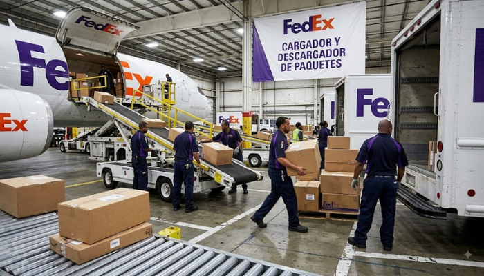 Trabajador de logística apilando cajas de cartón