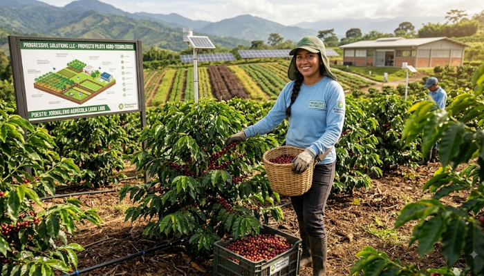 Jornalero trabajando en un campo agrícola